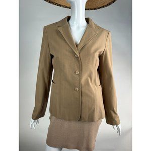 Rafaella Three Button Vintage Blazer Size 10 Tan Polyester Blend